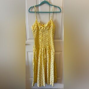 Free People Lavender Daze Smocked Midi Dress Strawberry Lemon Combo cotton m